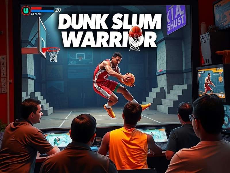 Dunk Slum Warrior gameplay showing a tense match in a Mumbai slum court