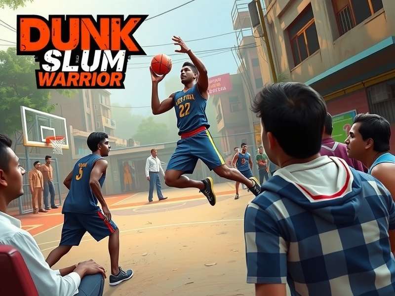 Dunk Slum Warrior game cover showing Indian street basketball players in action